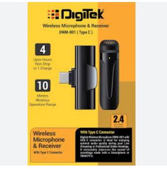 DigiTek DWM-001 Type-C Wireless Microphone &amp; Receiver 2.4GHz