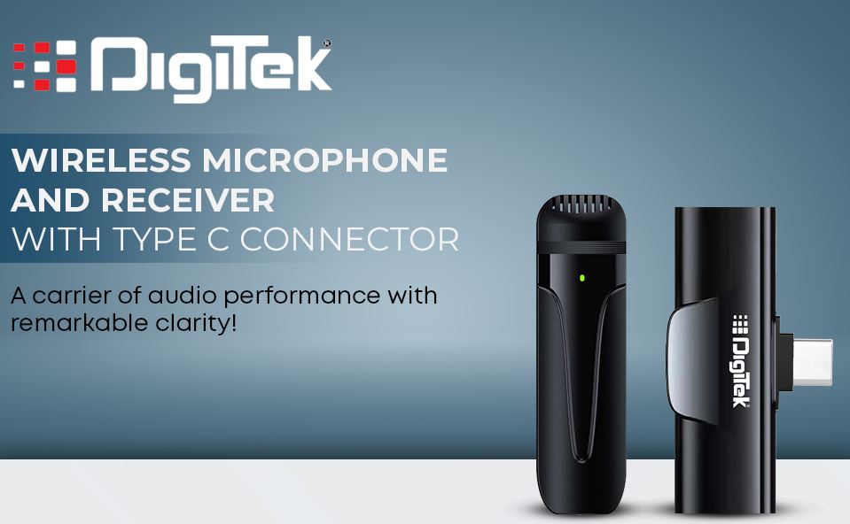 DigiTek DWM-001 Type-C Wireless Microphone &amp; Receiver 2.4GHz