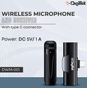 DigiTek DWM-001 Type-C Wireless Microphone &amp; Receiver 2.4GHz