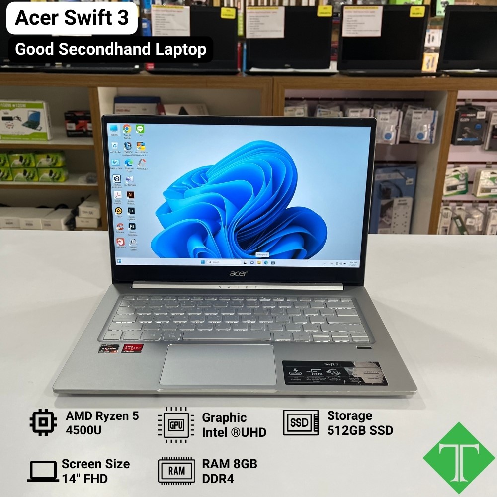 Acer Swift 3(Ryzen5 - 4500U,8GB,SSD 512GB, 14&quot;)Light Silver