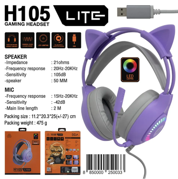 EGA H-105 Lite Gaming Headset USB