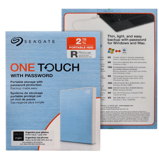 Seagate One Touch With Password 2TB (Light Blue) - External Hard Disk
