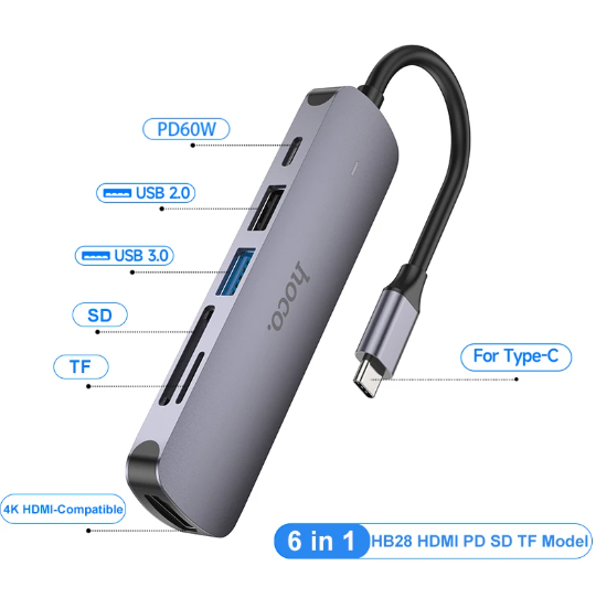HOCO HB28 6 in 1 USB-C Multifunction Adapter