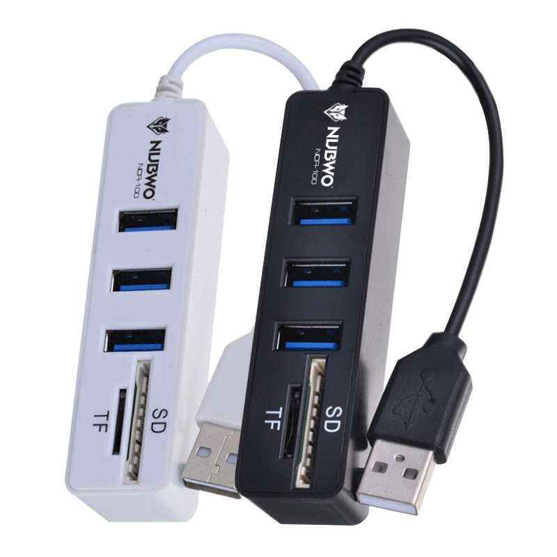 Nubwo NCR-100 3 Ports USB Hub and Card Reader Combo (SD, TF, 2.0 USB)