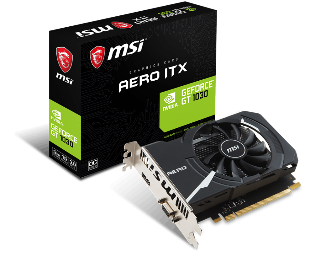 MSI GeForce 2GB GT 1030 AERO ITX D4 OCV1 (HDMI + VGA)