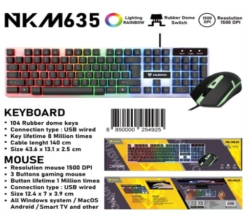 Nubwo NKM635 Wired Keyboard + Mouse LED Combo