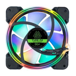 [107011] EGA Casing Fan Type F2 Multicolor RGB Dual Light, 1500RPM, 120mmx120mmx25mm
