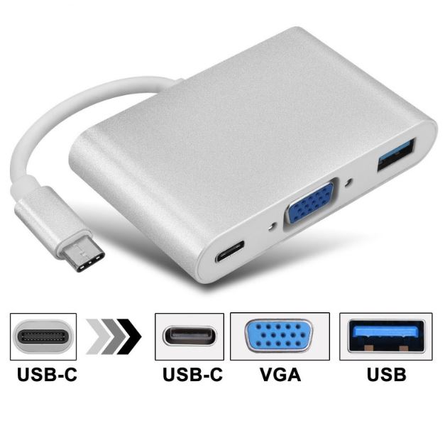 Type-C to 3in 1 ( VGA , USB, Type-C)