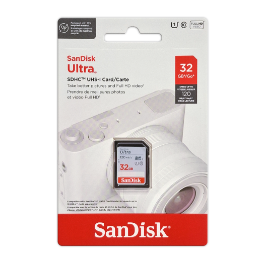 Sandisk Ultra SD Card 120MB/s SDHC UHS-I 32GB (SDSDUN4-GN61N)