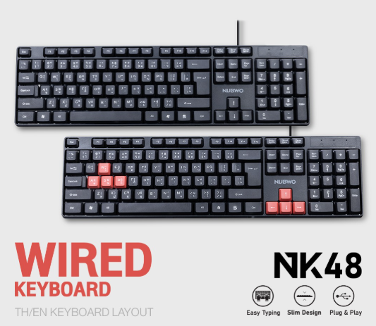 NUBWO NK48 USB Wired Keyboard (ENG/THAI Layout)